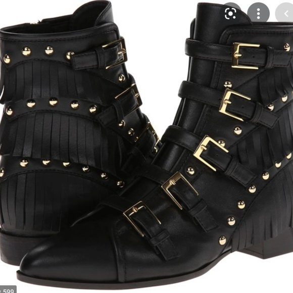 Giuseppe Zanotti Shoes - Giuseppe Zanotti Black Italian Leather Ankle Boots With Gold Trim